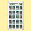 Wall-mounted staff photo board for Oakfield School with 30 individual portraits and a top pocket displaying the school name and logo.