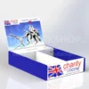 Compact acrylic charity donation box with Union Jack graphics and header panel, designed for countertop fundraising.