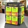 Four-sided acrylic gift card spinner display with 16 eurohook facings and custom branding header reading "Gracie Cards – The choice is a celebration."