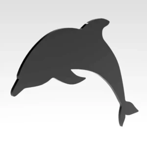 Black acrylic dolphin-shaped wall decoration with polished edges