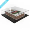 Acrylic book display case with clear cover and black base showcasing a hardcover photo book.