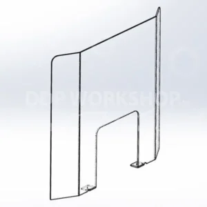 Clear PETG wraparound counter safety screen with pass-through opening and angled side panels