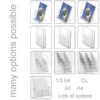 Various clear acrylic leaflet holders in multiple sizes and formats including wall-mounted, tiered, and freestanding options.