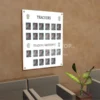 Wall-mounted organisation photo board with labeled sections for "Teachers" and "Teaching Assistants," each containing clear pockets with staff photos.