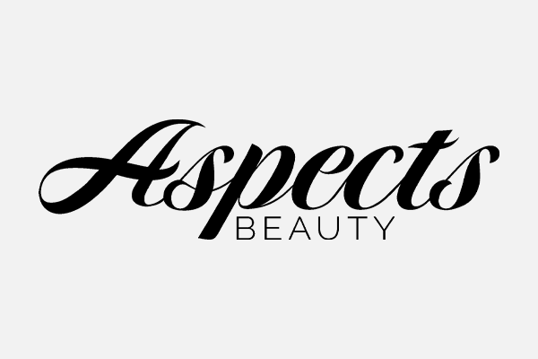 Aspects Beauty logo in elegant serif and cursive font, representing a luxury fragrance and cosmetics brand.